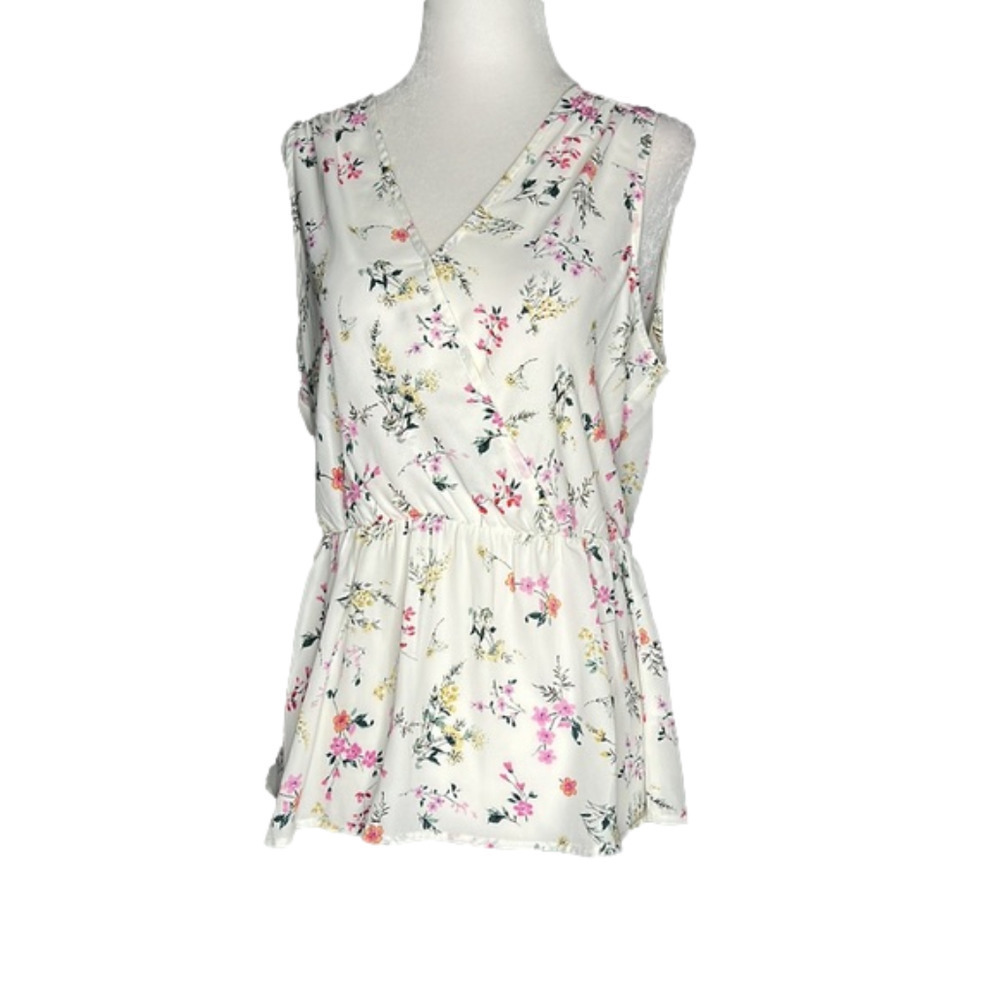 Pleione white floral crossover tank  top
